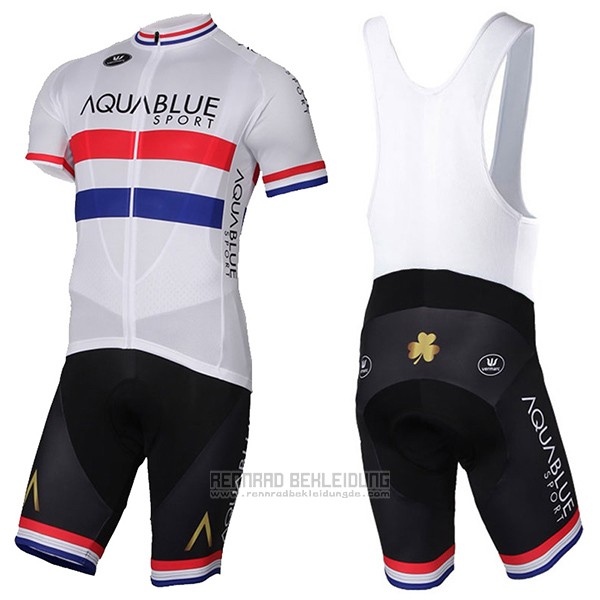 2017 Fahrradbekleidung Aqua Blue Sport Champion British Wei Trikot Kurzarm und Tragerhose